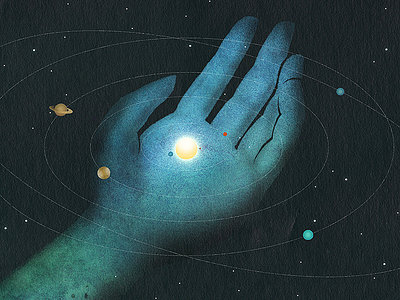 Hand of God drawing exploration illustration solarsystem space
