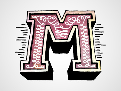 M hand drawn letterforms lettering letters type typography watercolor