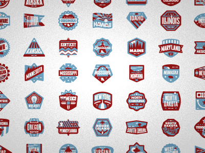 a sample of what's to come... america badges illustration marks politics states usa