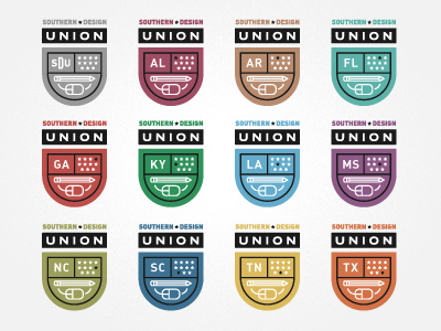 Southern Design Union badges collective emblem icon logo mark south southern states union usa