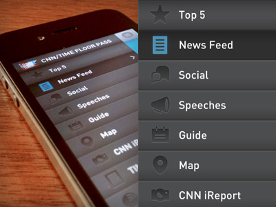 CNN TIME Floor Pass app icon iconography interface trendy angled iphone photo ui ux