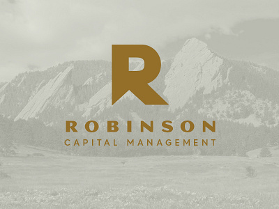robinson capital management logo branding finance logo mark mountain r