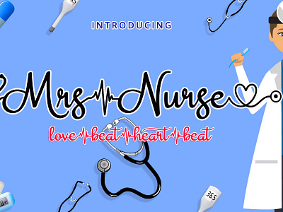 Mrs Nurse - Medical Stethoscope Font Script