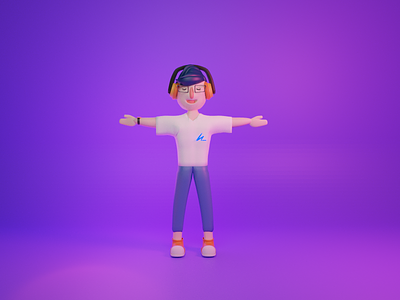 Listening to Music 3D Character 3d 3d character 3d exploration 3d illustration 3d modeling blender boy character illustration listening music purple violet web