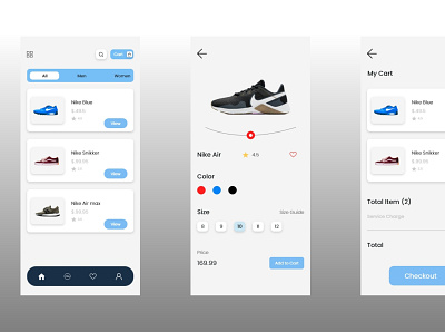 Nike Application screen app design ui ux