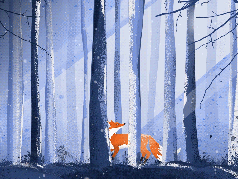 Foxy in the forest 🦊 artwork dribbble forest fox illustration photoshop