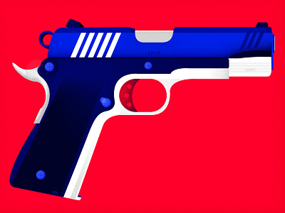 🔫 Bad News 🔫 artwork bang blue digital art dribbble gun illuminate illustration illustrator photoshop pistolet red revolver ui