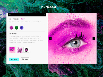 Mac Cosmetics - Product Page colorswatch dribbble eye shadow interactions mac mac cosmetics make up mauve product page shadows sketch ux webdesign woman