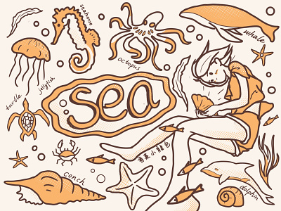 sea doodle illustration sea