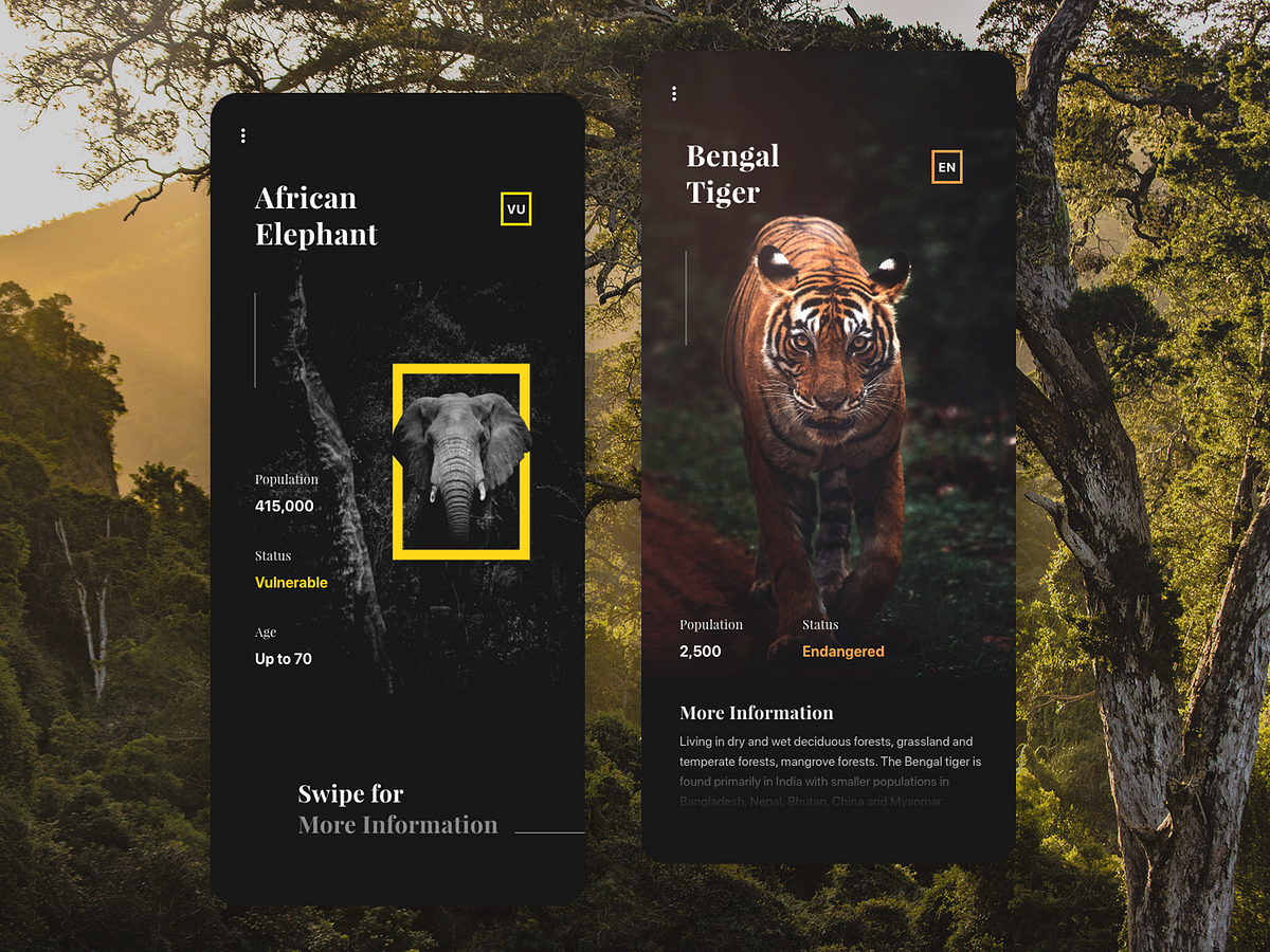 Mobile App for Threatened species by Julien Brion on Dribbble