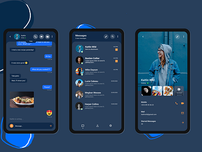 Messages (dark mode) app design sketch training ui