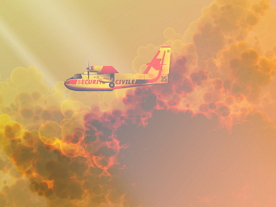 Fire flight plane canadair clouds fire fire flight plane flight gradient gradients illustration sky smoke