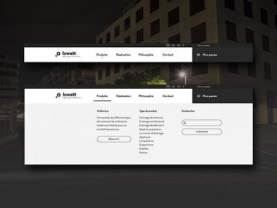 lowatt Diplom work header homepage lighting luxury night onlineshop webdesign