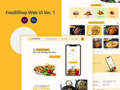 FoodiShop Web Home Page Ui Design ecommerce site home page design shuvo creative ui design for food shop