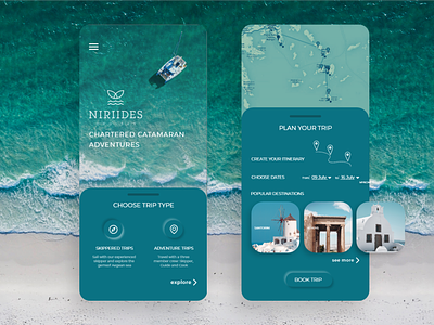 Trip Planning App for Niriides Cruises app app design application book booking catamaran cruise design greece mobile niriides planner planning sea travel trip ui