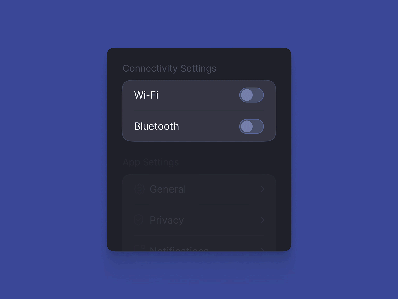 On/Off Switch / DAILY UI 006 app bluetooth button daily ui dailyui dark dark theme design graphic design illustration light onoff settings shadow switch toggle ui ux wifi