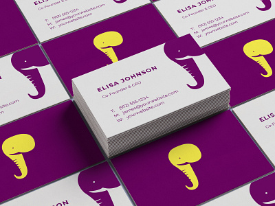 Yellow Elephant business cards animal logo business card elephant logo logo design