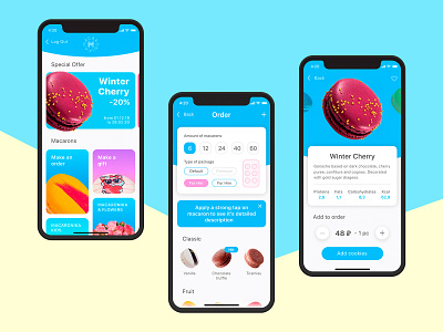 Concept of iOS App for Bakery Store app app design apple bakery cake concept cook design flat illustration ios macaron minimal shop simple store sweet
