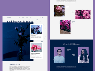 Loft Flowers - Bouquet Shop Concept blue concept design flat flower rose shop simple violet web