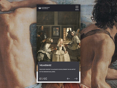 Patrimonio Nacional app homepage menu mobile ui