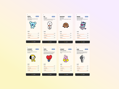 BT21 Game Character Profile android app bt21 bts bts army design game ios ios app kpop mobile mobile ui ui ux