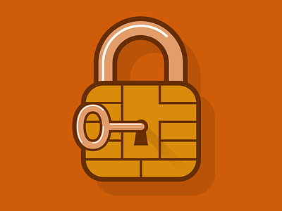 Security chip illustration key padlock
