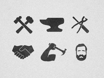Bench Icons anvil arm beard bench build construction face hammer handshake icon logo man masculine texture tool