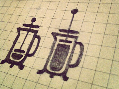 French Press Sketches coffee french press icon logo sketch symbol