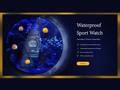 Concept for Waterproof G-Shock banner adobe advertising banner concept g shock photoshop ui ux uxui watch waterproof webdesign