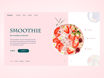 Concept for a Smoothie Store banner concept design e comerce landing online shop photoshop pink ui
