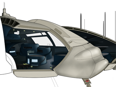 Godspeed Color illustration schematic spaceship