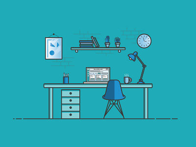 Designer Desk Environment aarp illustration
