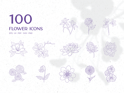 100 flower icons assets botanical branding floral icon icons illustration logo patterns
