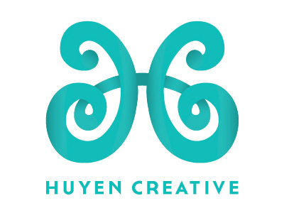 Huyen Creative Logo blue branding butterfly creative identity logo