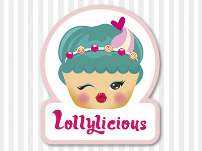 Lollylicious logo branding cupcake cute identity illustration kawaii logo sweet