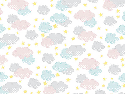 Hello Clouds and Stars cloud cute illustration kid pattern star