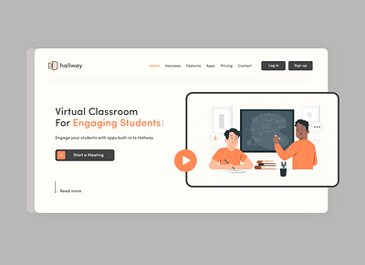 virtual classroom 2d branding design flat illustration logo minimal mockup ui website