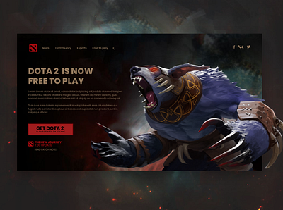 Dota 2 concept design 2d design dota dota 2 flat minimal mockup typography ui ux website