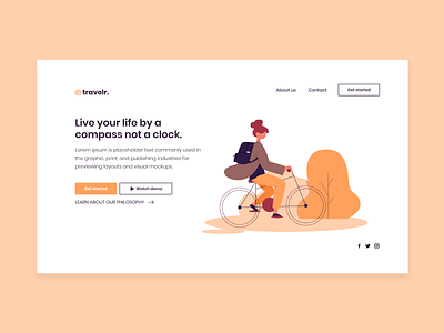 travelr. concept design 2d design flat illustration minimal mockup ui ux design web website