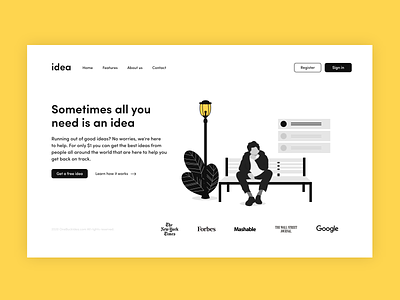 an idea 2d branding design flat illustration minimal minimalism minimalist mockup ui web website
