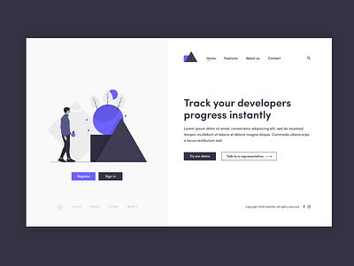 GeekDev landing page design 2d branding design flat illustration minimal minimalist ui web website