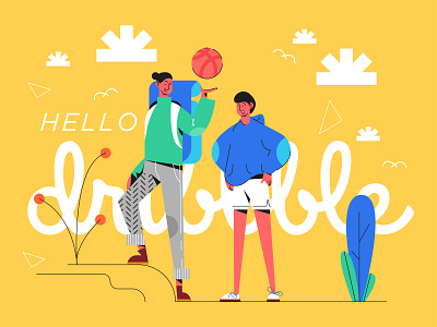 Hello Dribbble! design first shot flat hellodribbble illustration illustrator minimal ui ux vector website