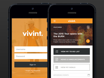 Vivint Recruiter App dashboard gotham mobile orange ui vivint web app whitney