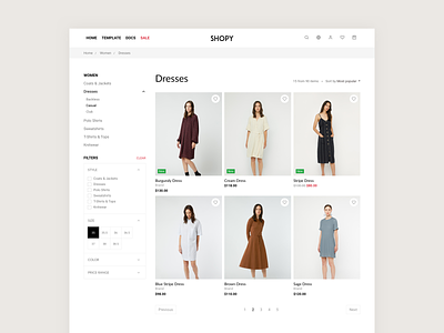 Shopy - Listing with Sidebar ecommerce ecommerce design ecommerce shop fashion shop fashion store filters listing page listings minimal modern ui shop shopping sidebar store store design ui components visual hierarchy web design