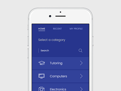 Tutoring App app categories clean education flat menu minimal modern new search trendy