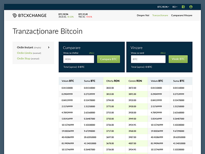 Order Page BtcXchange bitcoin btc calculator change exchange modern order order page responsive table transaction web service