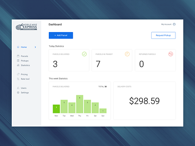 Shipping Dashboard Homepage