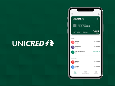UNICRED - Credit Card App bank app banking app credit card app finance app financial app ios app ios app design minimalist app money app payment app ui ux