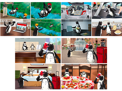 storyboards 15 advertising animals commercial illustration vector penguins storyboard storyboarding storyboards travel vector