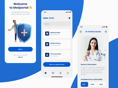 Medical portal app concept app appdesign concept design doctor dribbble medical medicine mobile mobiledesign pesonaldoctor